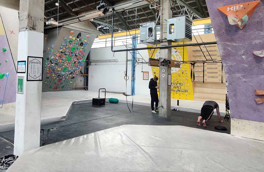 Training area at Het Lab, Amsterdam, bouldering gym