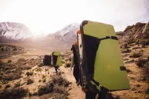 hiking with bouldering mats