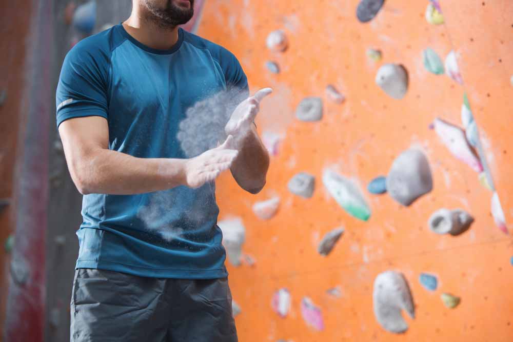 chalk on hands