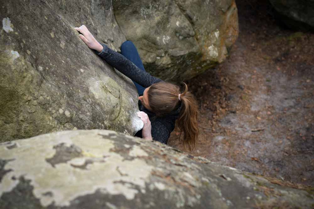 woman bouldering