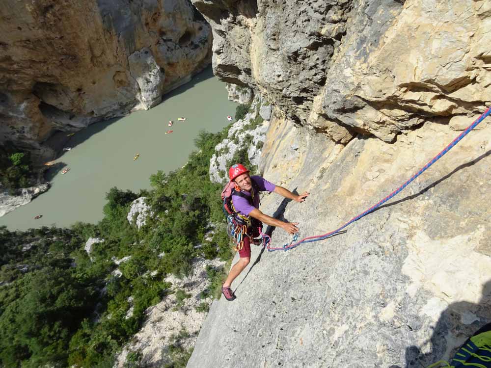 climbing in the verdon gorge in france
