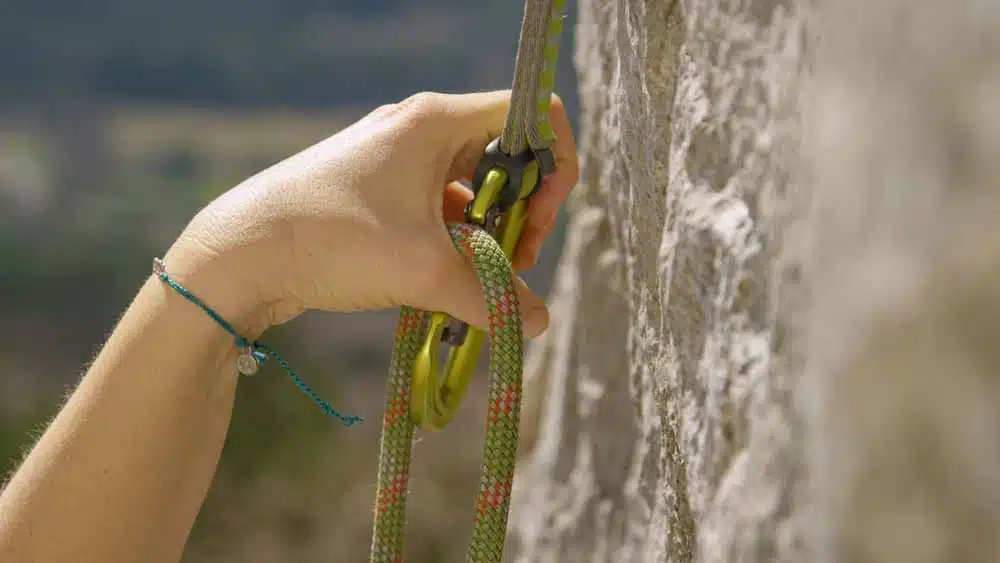 clipping during sport climbing