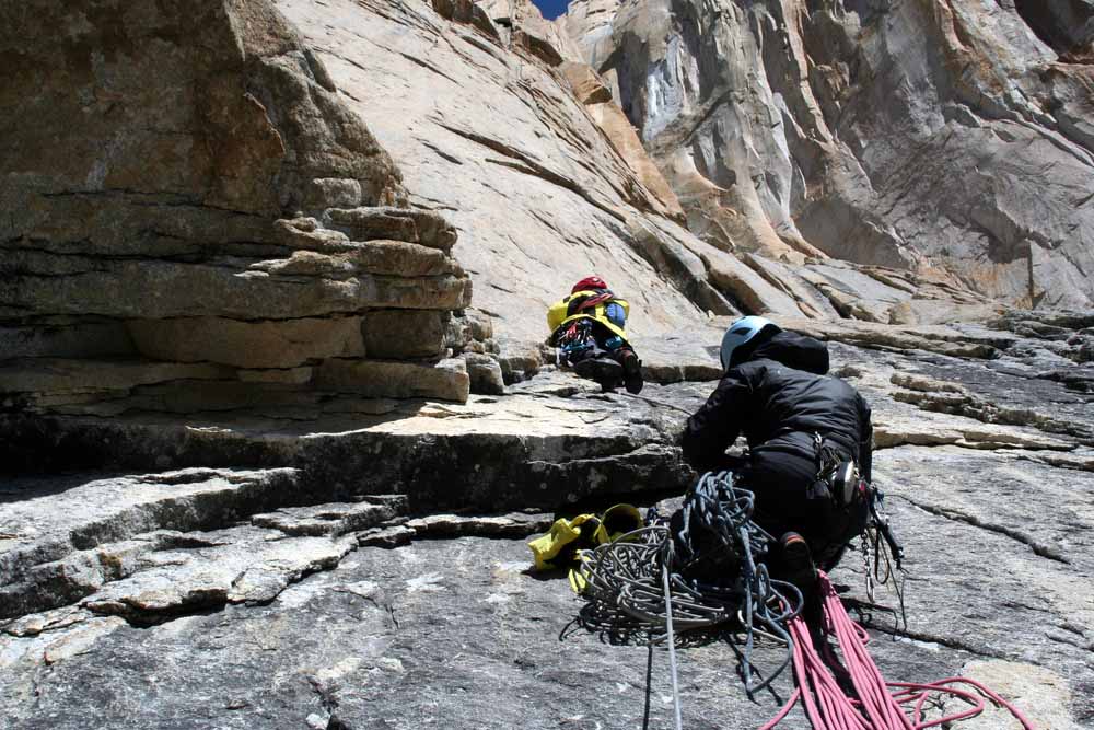 people doing multi-pitch climbing