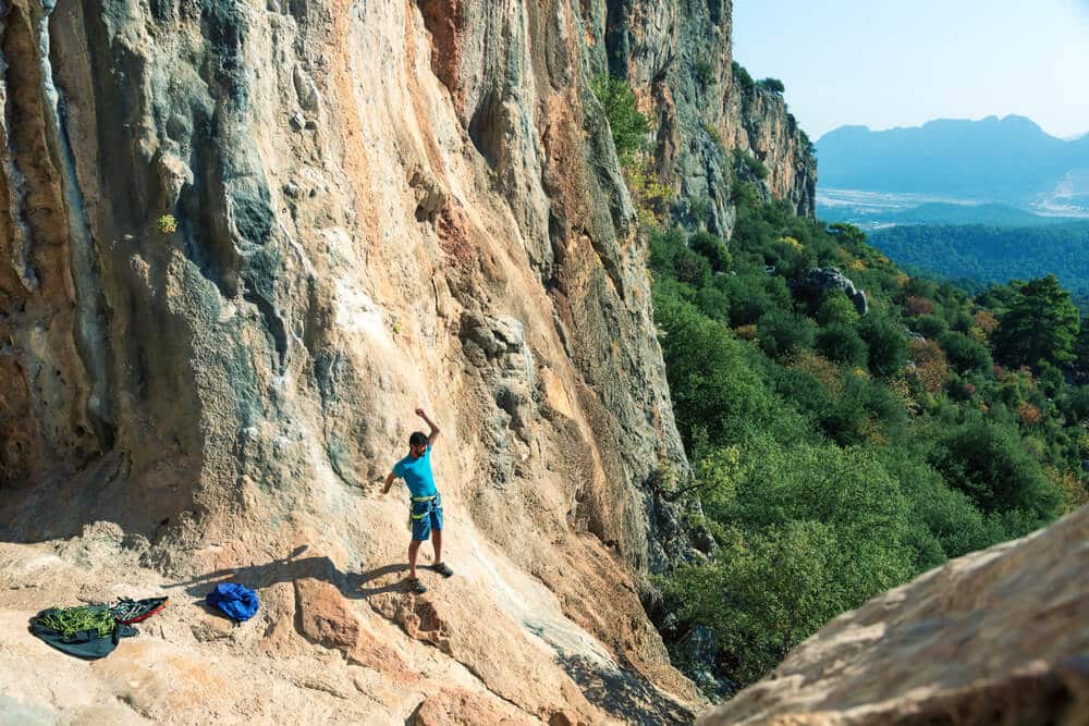 climber warming up