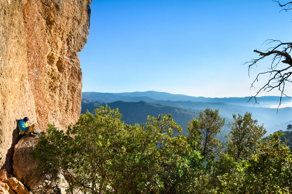 man overlooking margalef valley