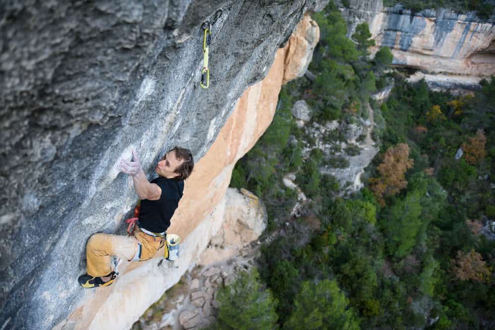 man climbing in siurana