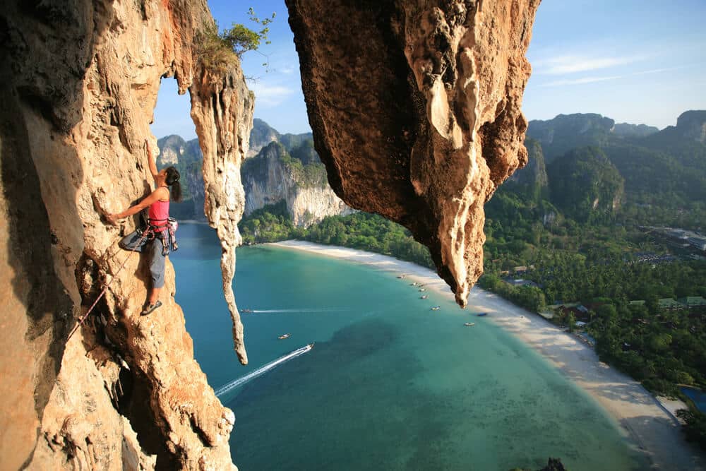 woman climbing in thailand outside