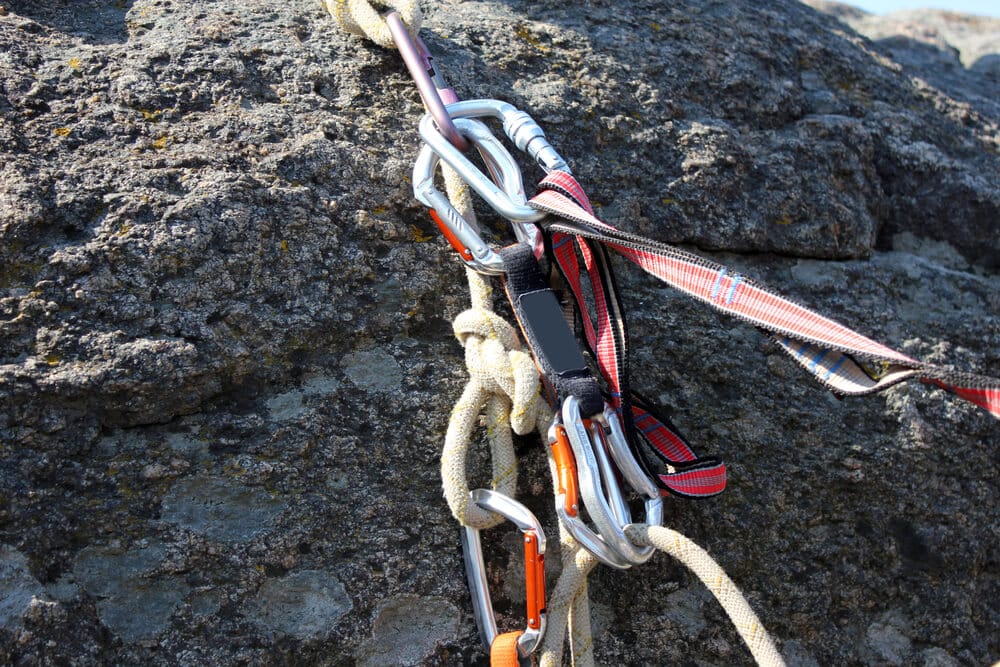 anchor with carabiners clipped in