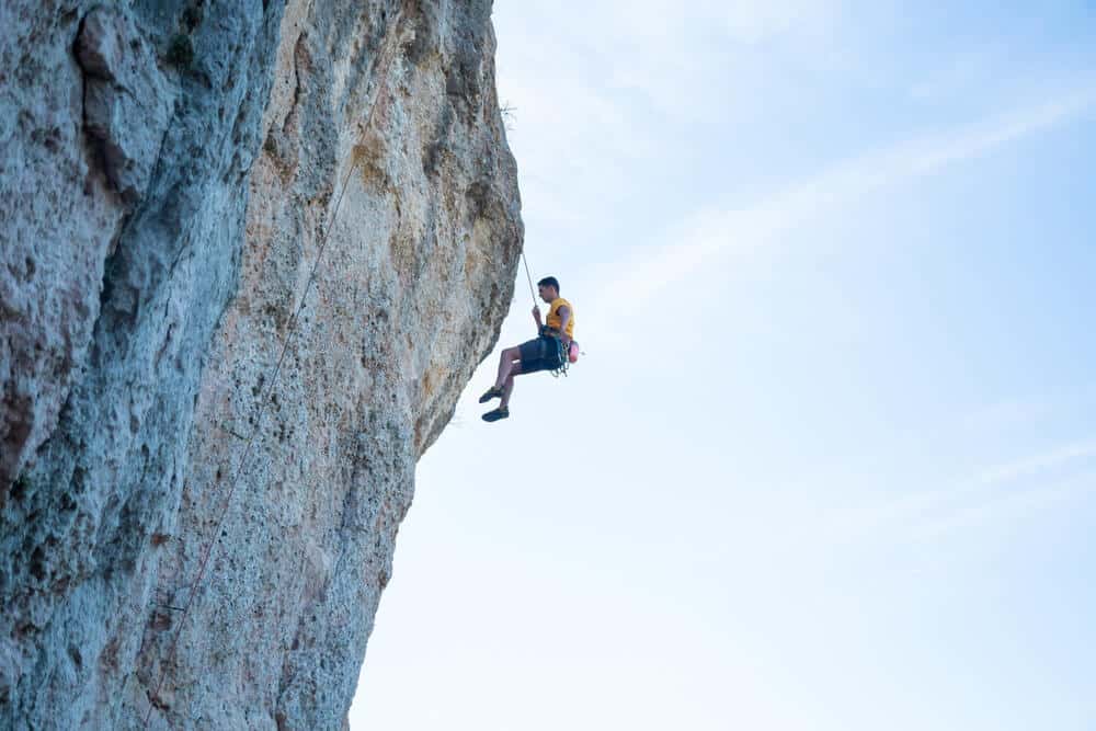 climber being lowered off climb