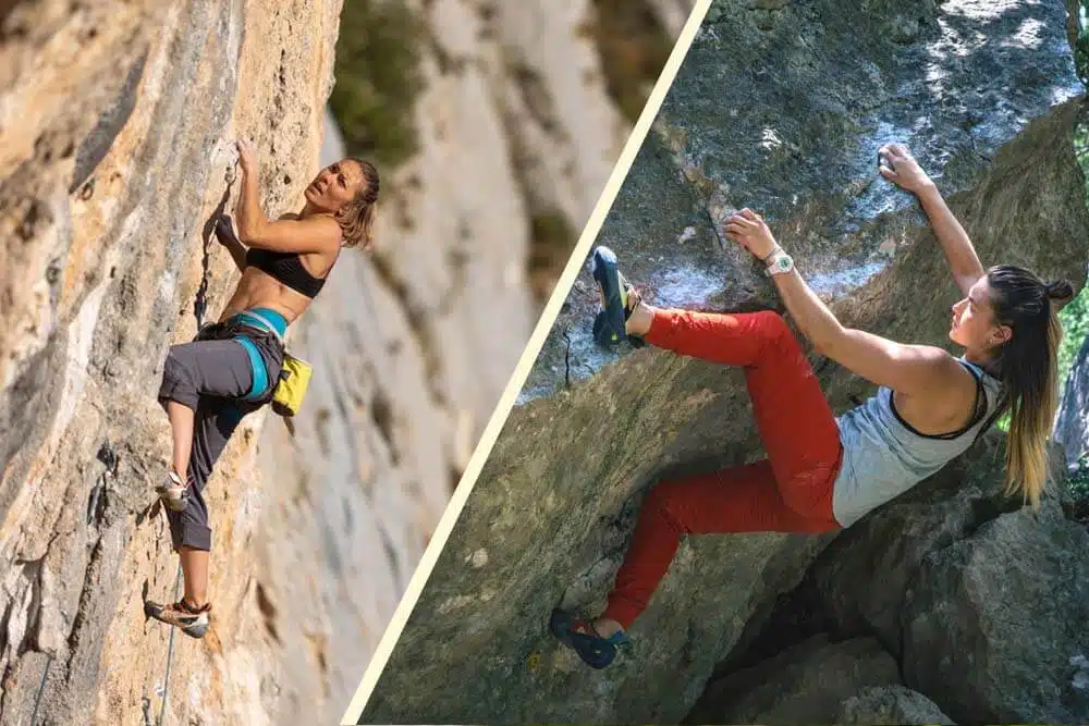 outdoor roped climbing vs bouldering women